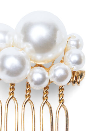 Lot de 3 pinces à cheveux avec perles, Pearl, Packshot image number 2