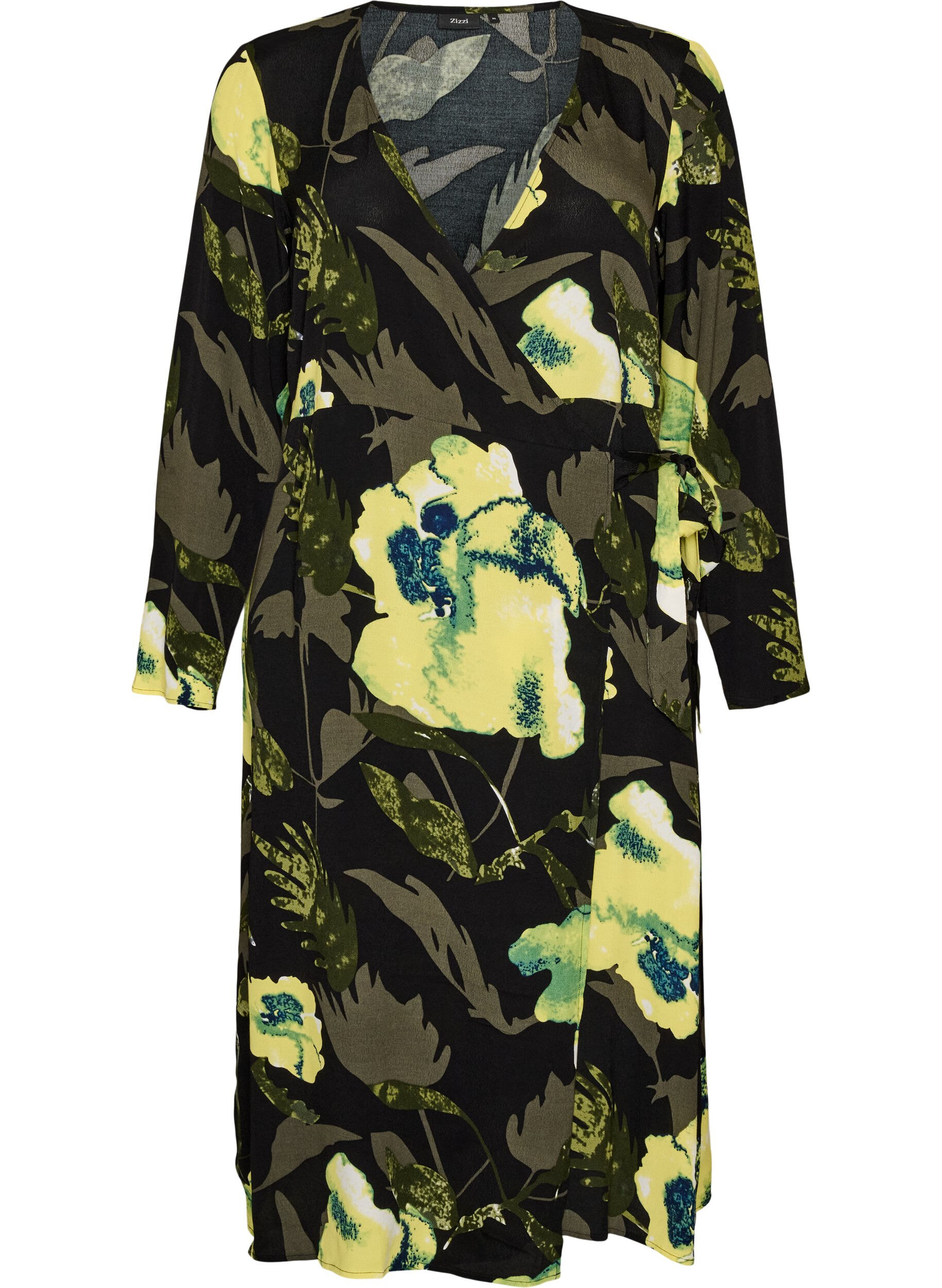 Robe portefeuille fleurie en viscose avec une ceinture &agrave; nouer