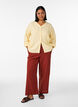 Blouse en lin et viscose avec col en V, Jaune clair, Model image number 1