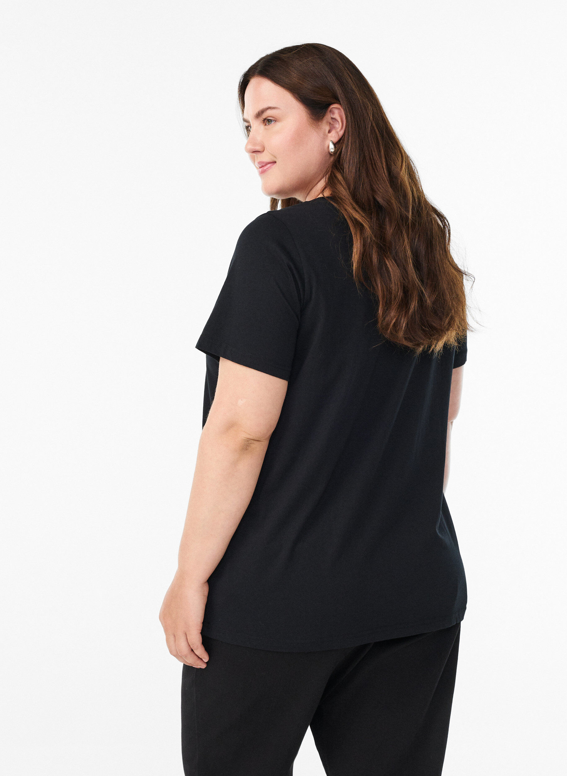 ZizziKerst T-shirt van biologisch katoen, Zwart, Model image number 2