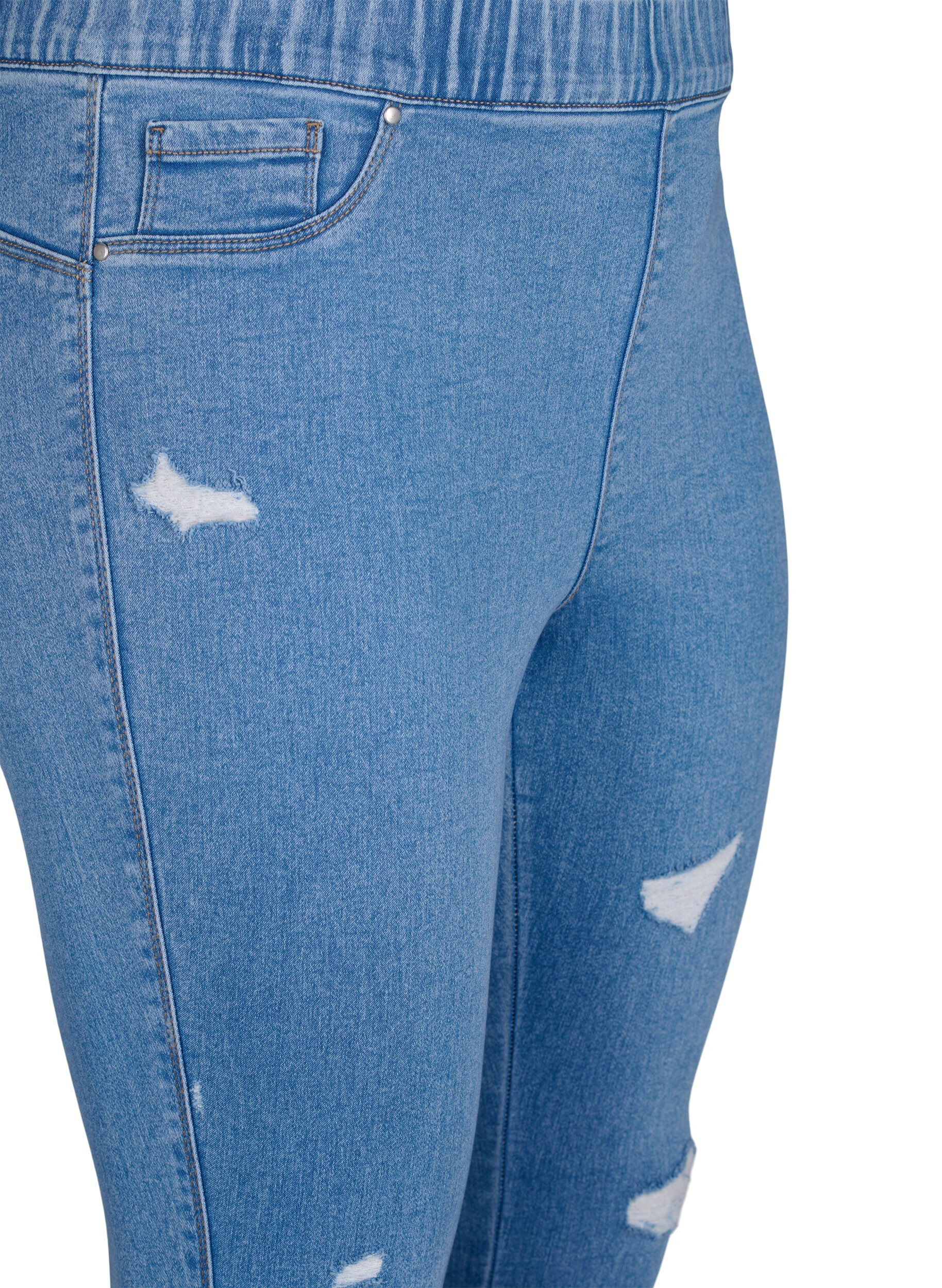 ZizziGescheurde jeggings, Light Blue, Packshot image number 2