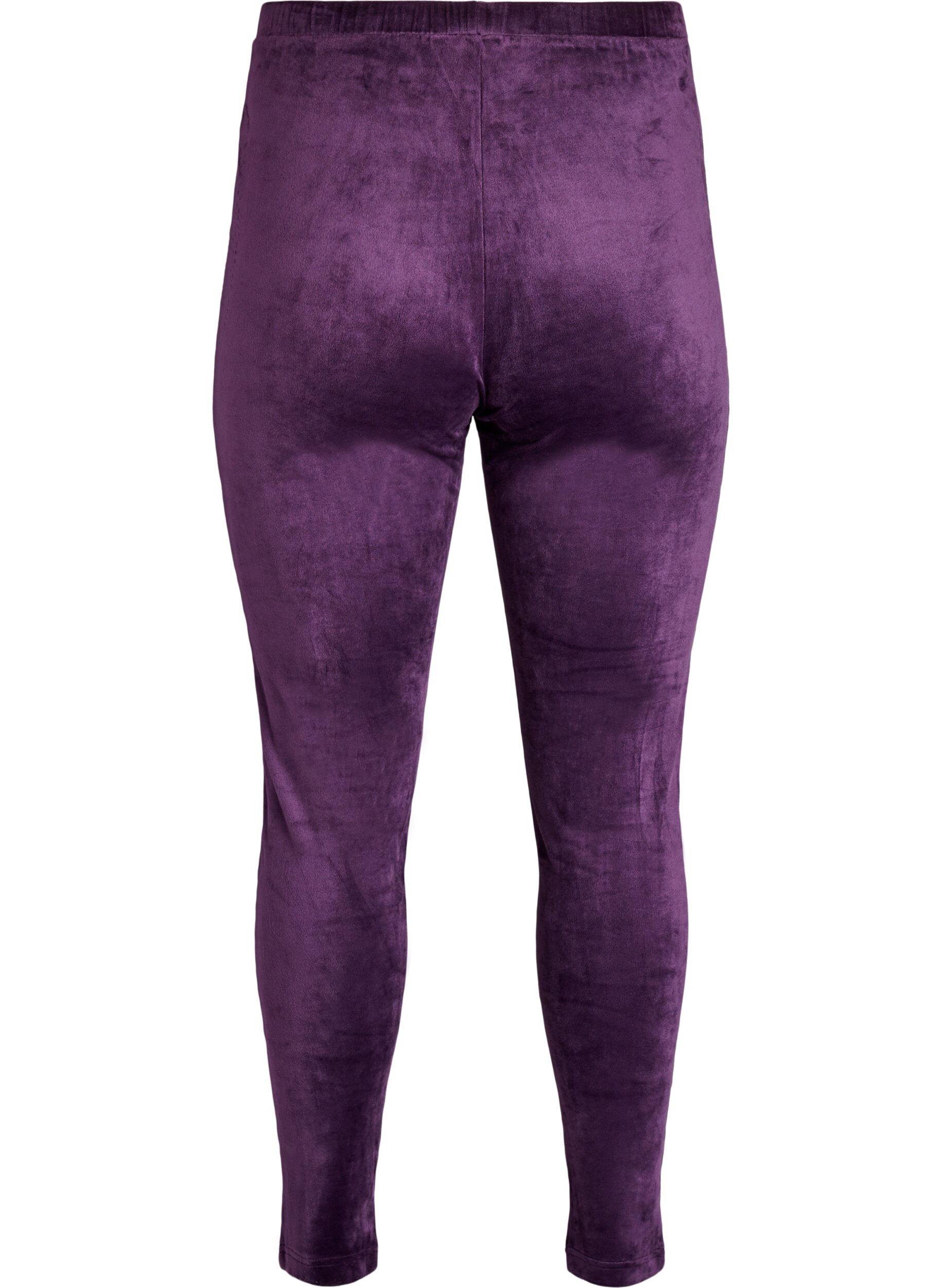 ZizziAansluitende velours leggings, Paars, Packshot image number 1