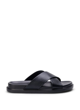 Sandalen met brede pasvorm en gekruiste bandjes, Black, Packshot image number 0