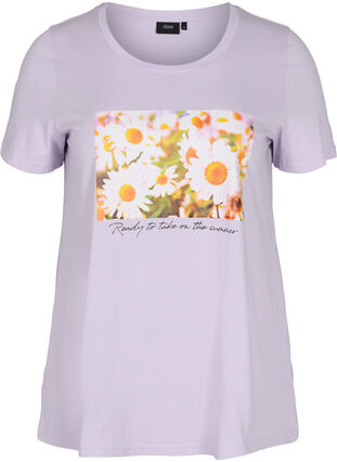 Katoenen t-shirt met a-lijn en print, Thistle Fl. Picture, Packshot image number 0