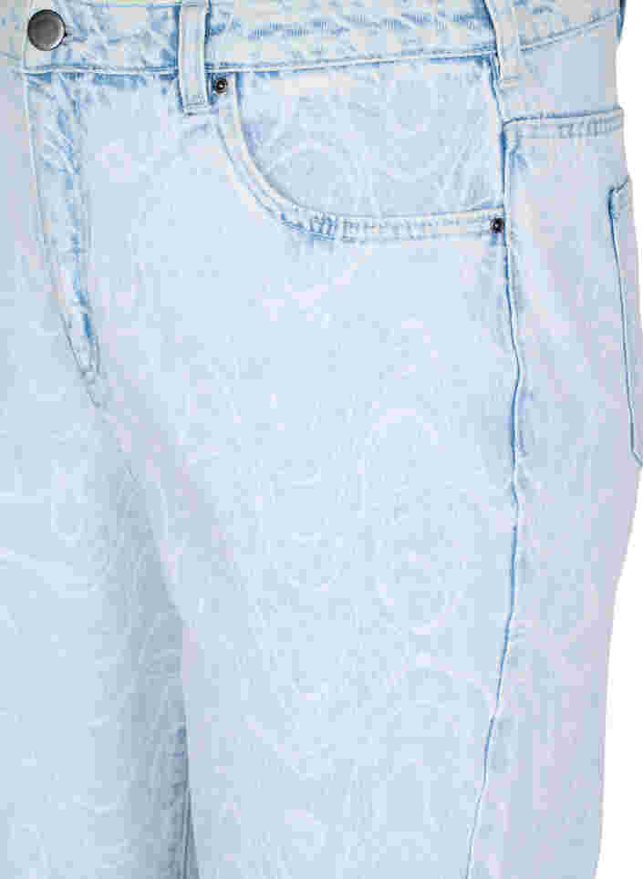Cropped Mille mom jeans met print, Light blue denim, Packshot image number 2