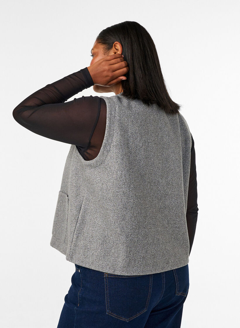 V-hals gilet met knopen, Grijs, Model image number 2