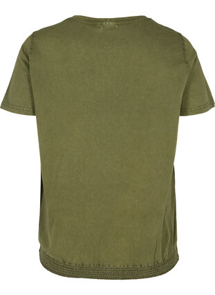 T-shirt met korte mouwen, acid wash en smokwerk, Ivy Green acid wash, Packshot image number 1