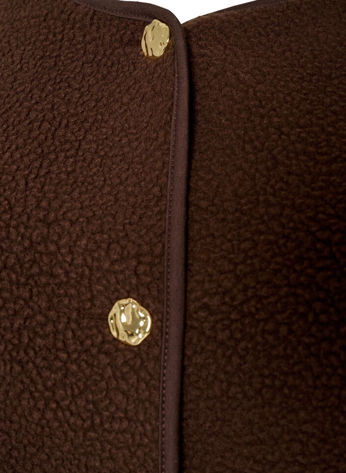 Teddy gilet met knopen en zakken, Bruin, Packshot image number 2