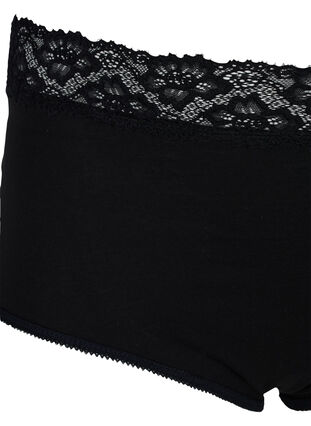 2-pack katoenen panty met kant, Black, Packshot image number 2
