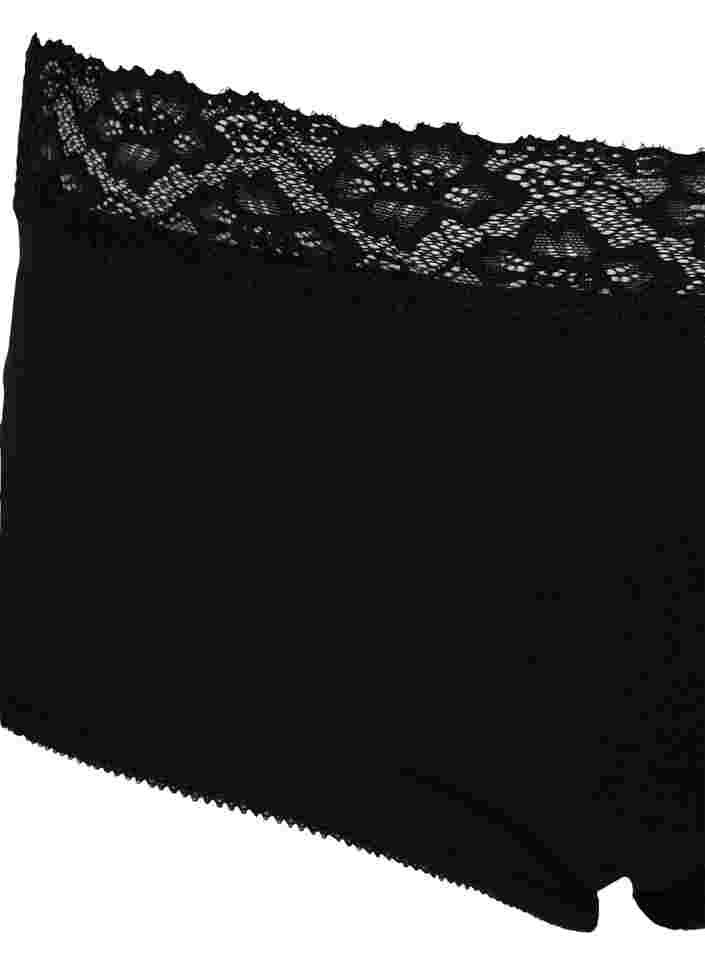 Culotte en coton avec dentelle (2-pack), Black, Packshot image number 2