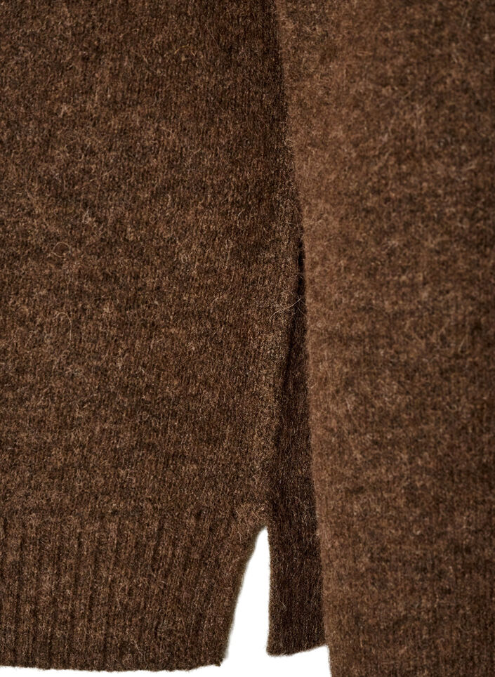 Blouse ample tricot&eacute;e en alpaga et laine, Marron, Packshot image number 3