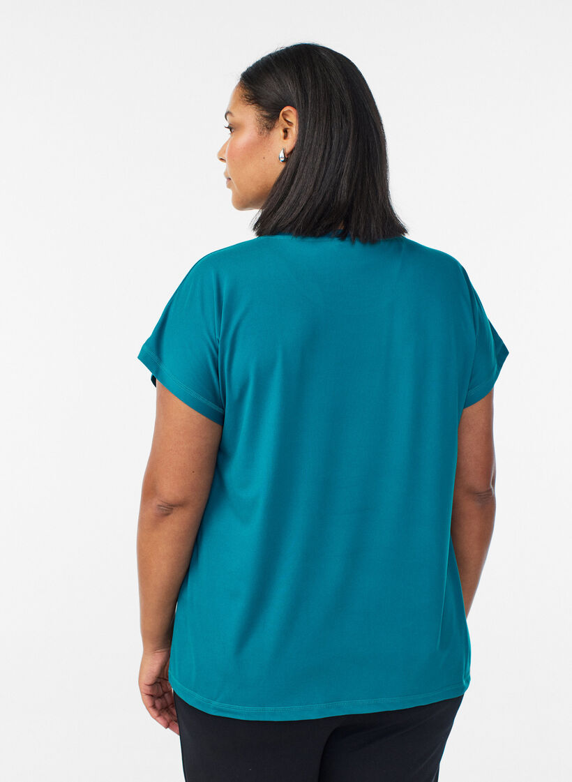 T-shirt de sport couleur unie, Vert, Model image number 2
