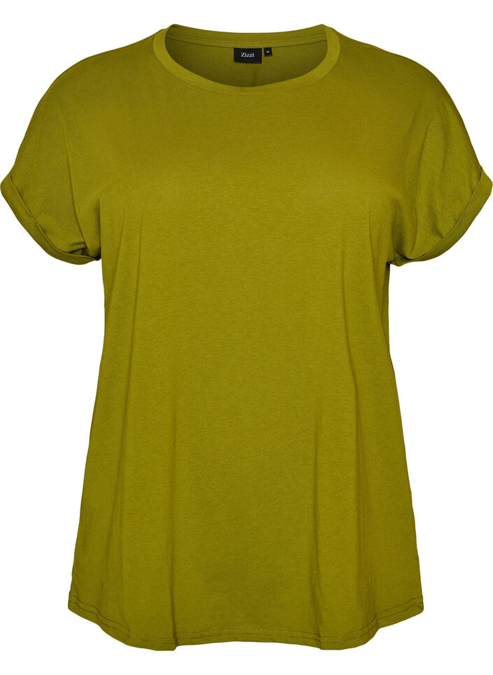 T-shirt &agrave; manches courtes en coton m&eacute;lang&eacute;, Vert, Packshot image number 0
