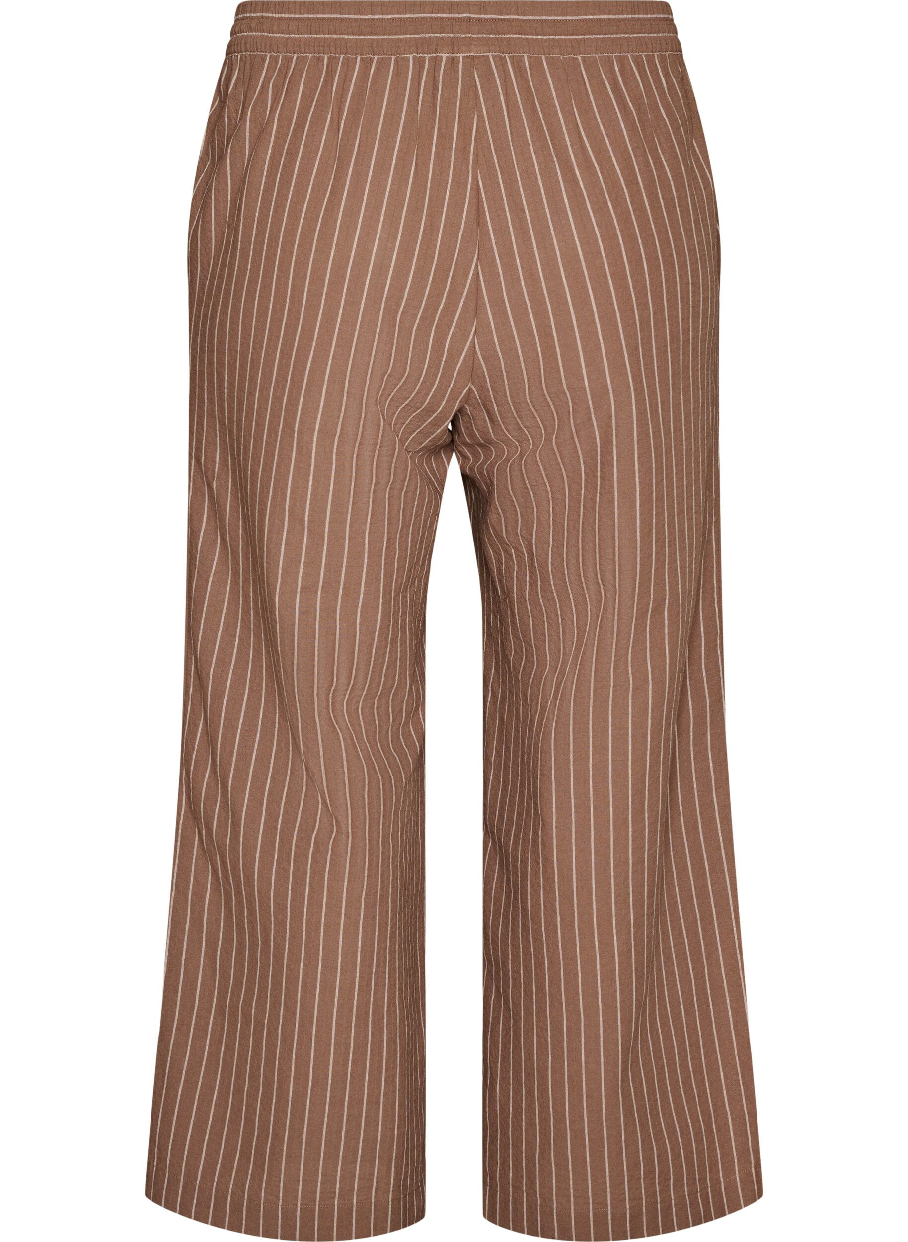 ZizziLosse broek met hoge taille en zakken, Bruin, Packshot image number 1