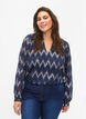 Bedrukte blouse met V-halslijn, Blauw, Model image number 0