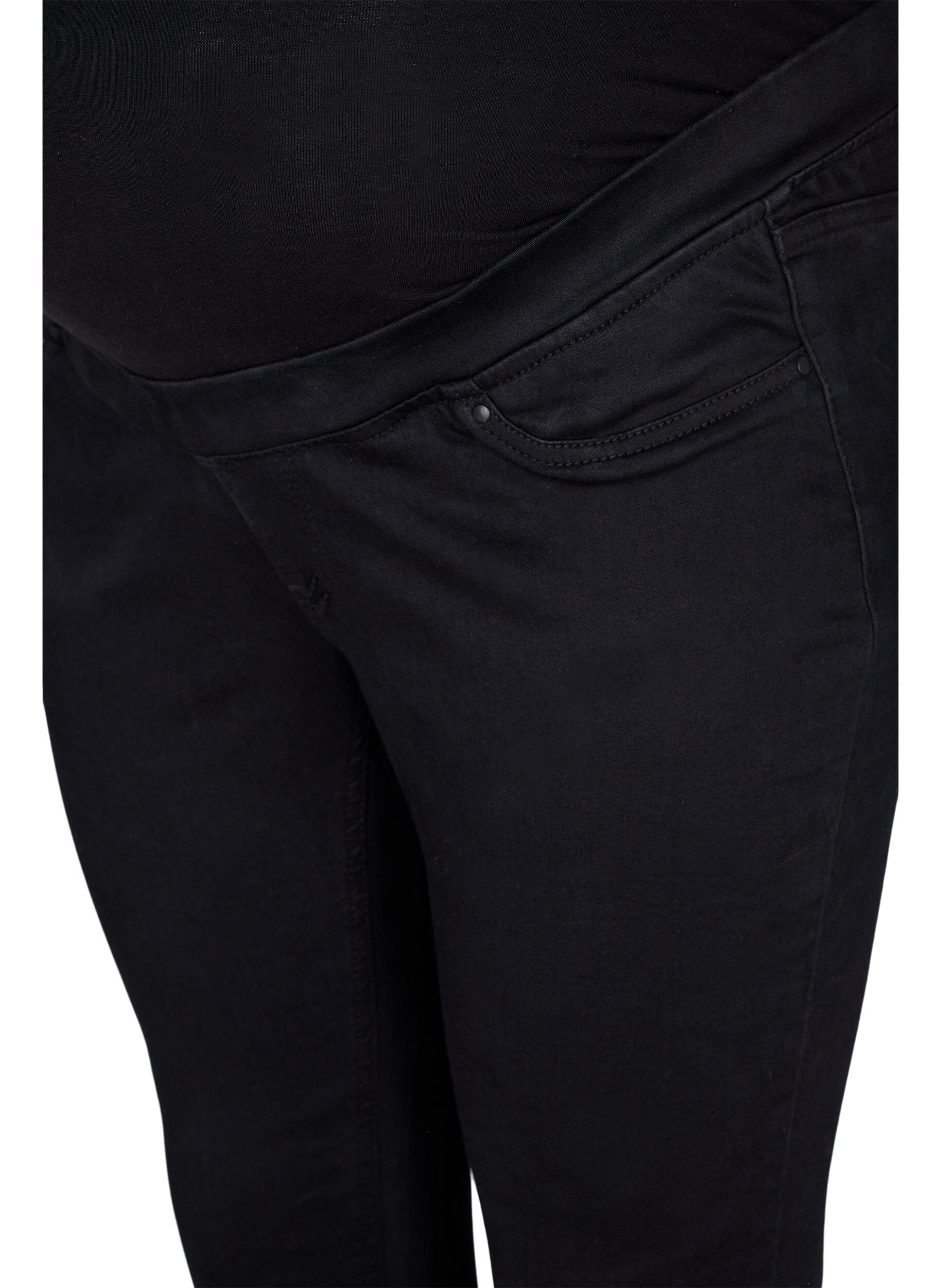 Zizzi Pantalon de grossesse en coton m&eacute;lang&eacute;, Noir, Packshot image number 2