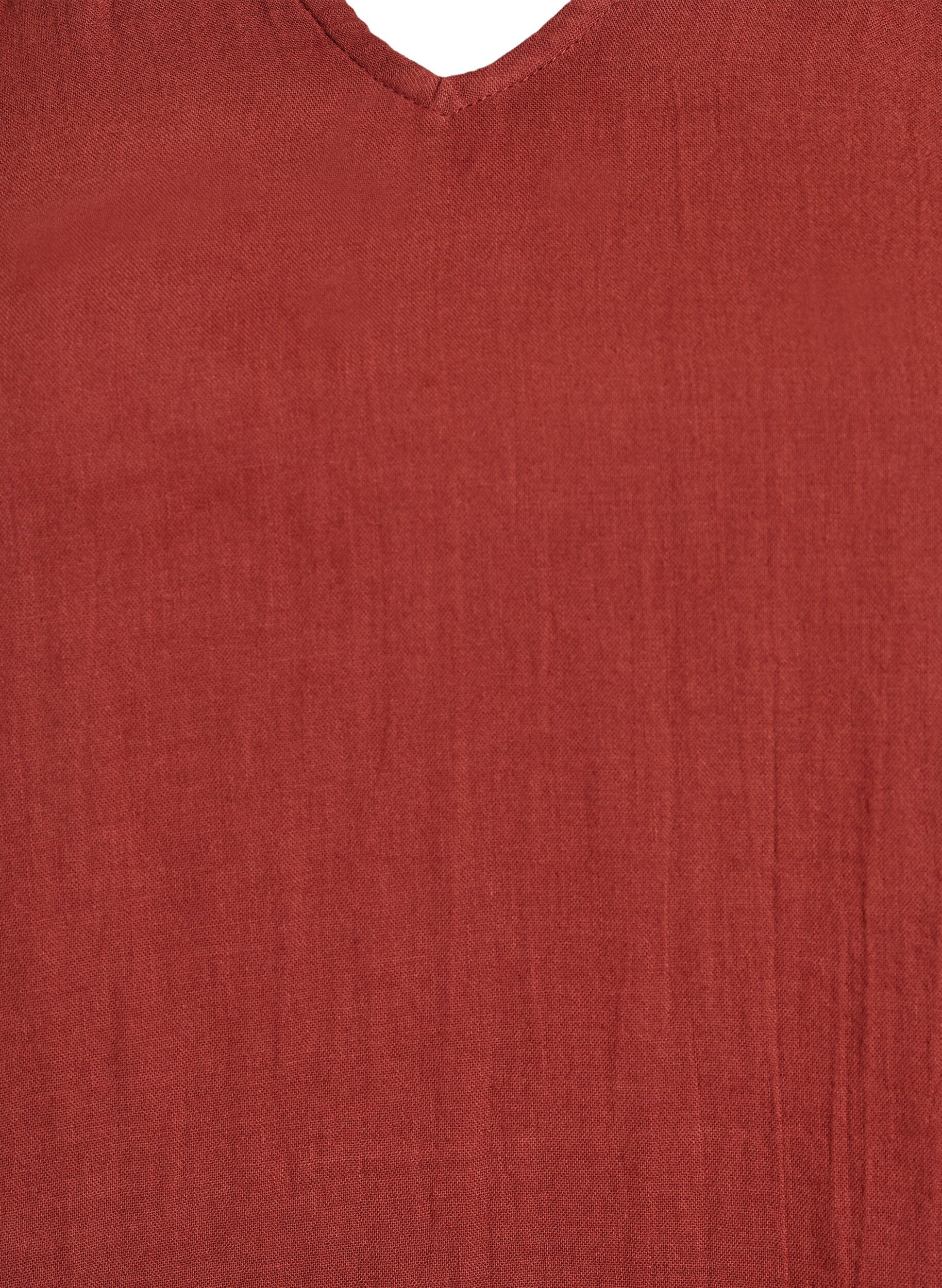 ZizziMouwloze top van katoenen mousseline met ruches, Rood, Packshot image number 2