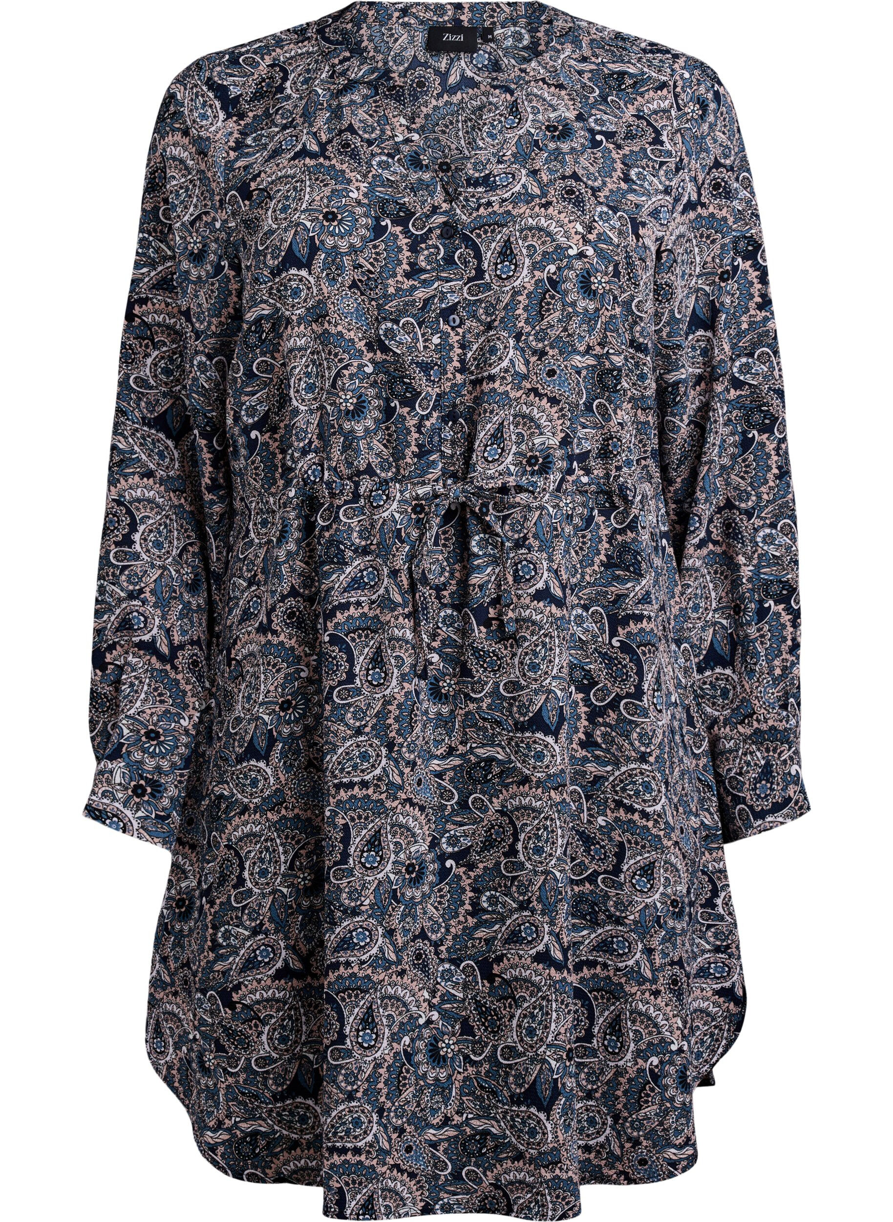 Zizzi Robe mi-longue avec ceinture &agrave; nouer, Beige, Packshot image number 0