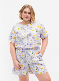 Short pyjama ample avec imprimé, Lavender Blue AOP, Model