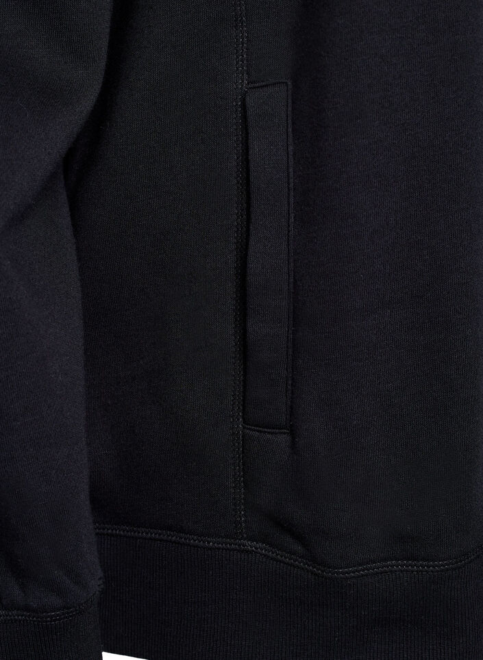 Sweatshirt met hoge kraag en zakken, Zwart, Packshot image number 3