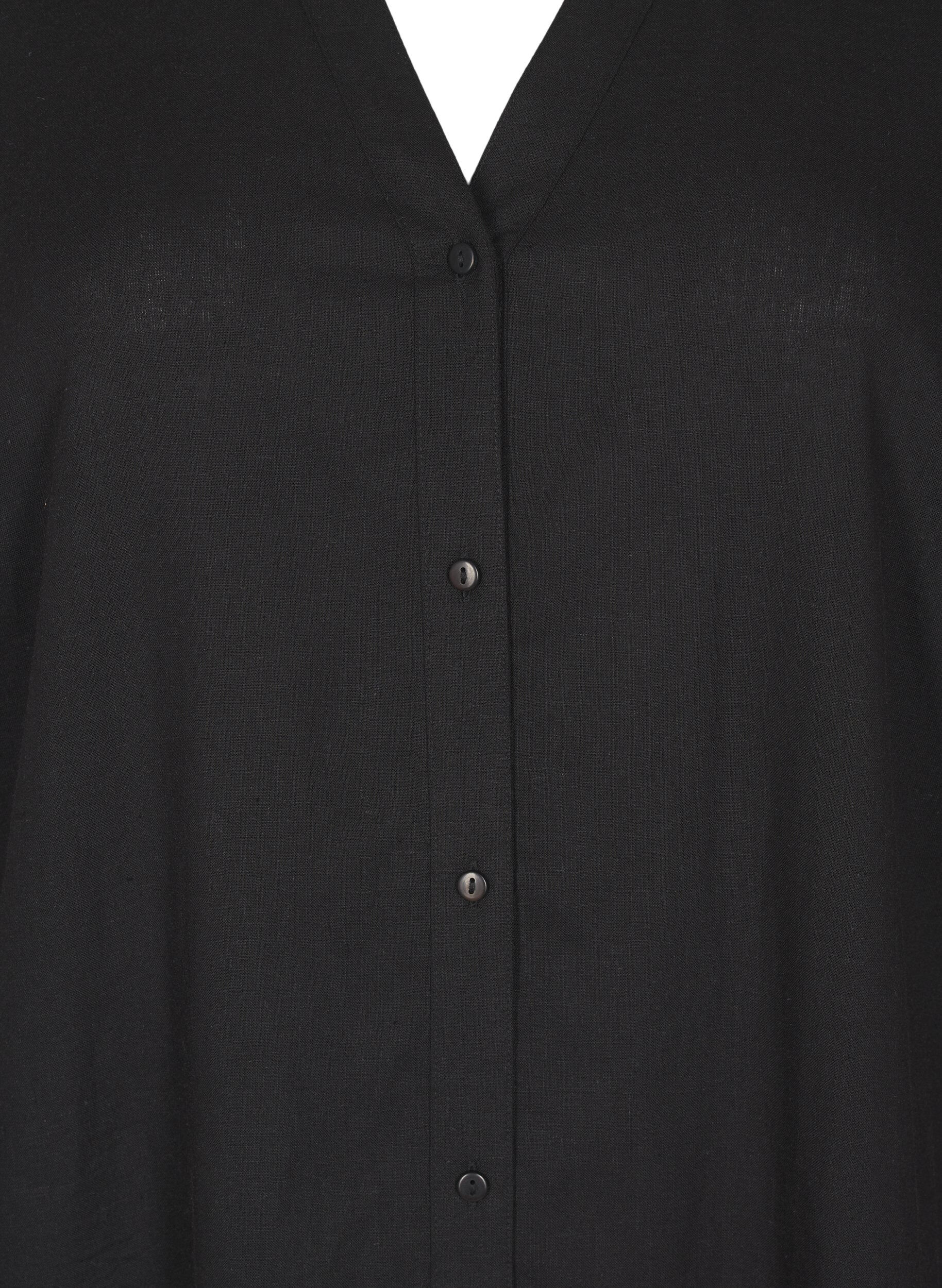 ZizziChemise longue en lin et viscose, Noir, Packshot image number 2