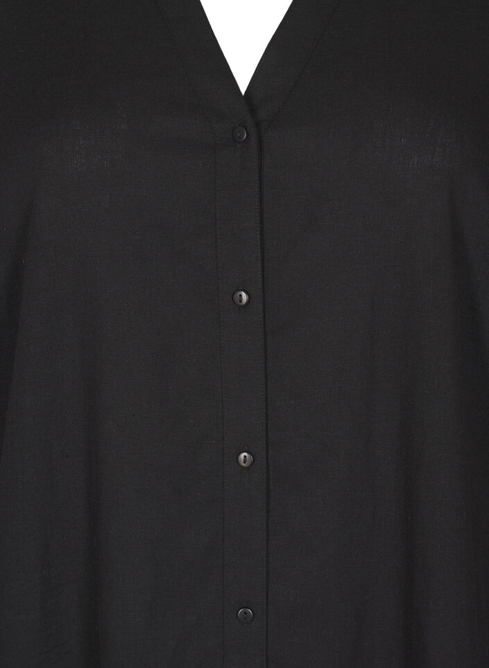 Chemise longue en lin et viscose, Noir, Packshot image number 2