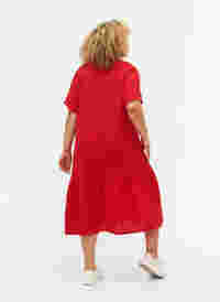 Midi-jurk met korte mouwen van katoen, Barbados Cherry, Model