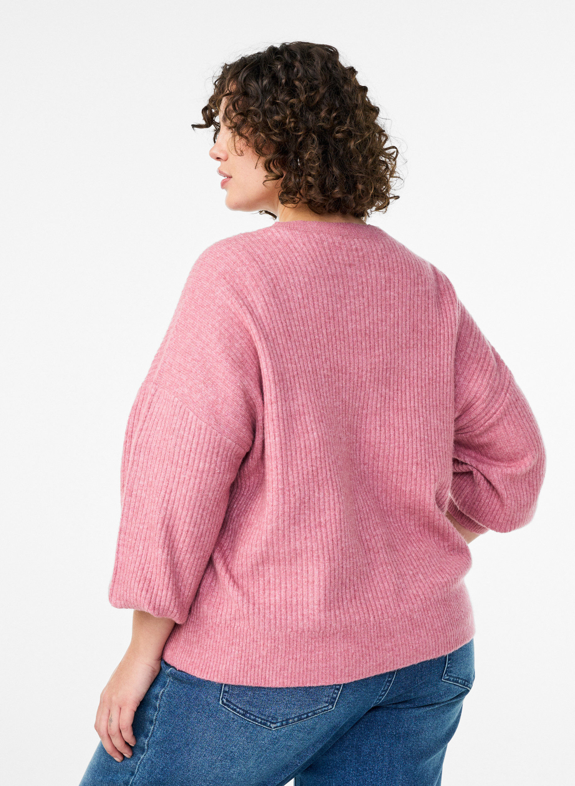 ZizziCardigan en tricot c&ocirc;tel&eacute; avec boutons, Rose, Model image number 2