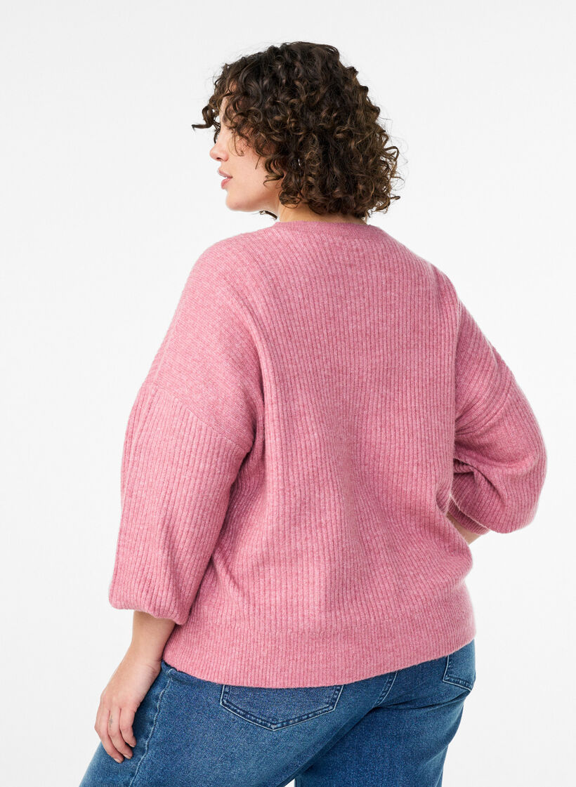 Cardigan en tricot c&ocirc;tel&eacute; avec boutons, Rose, Model image number 2
