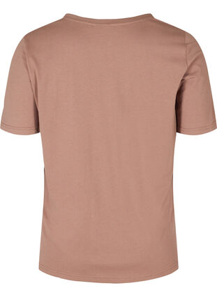 T-shirt en coton bio à col V, Deep Taupe, Packshot image number 1