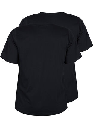 FLASH - T-shirts 2-pack à col en V, Black/Black, Packshot image number 1