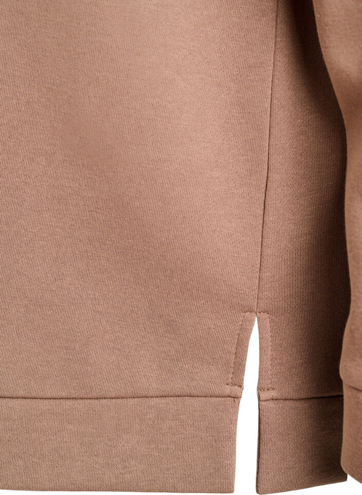 Sweatshirt à col montant et fermeture zippée, Marron, Packshot image number 3