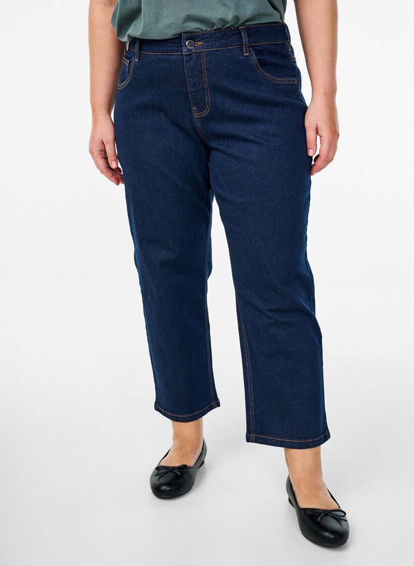 Gecropte Vera jeans met een straight-fit, Blauw, Model image number 2