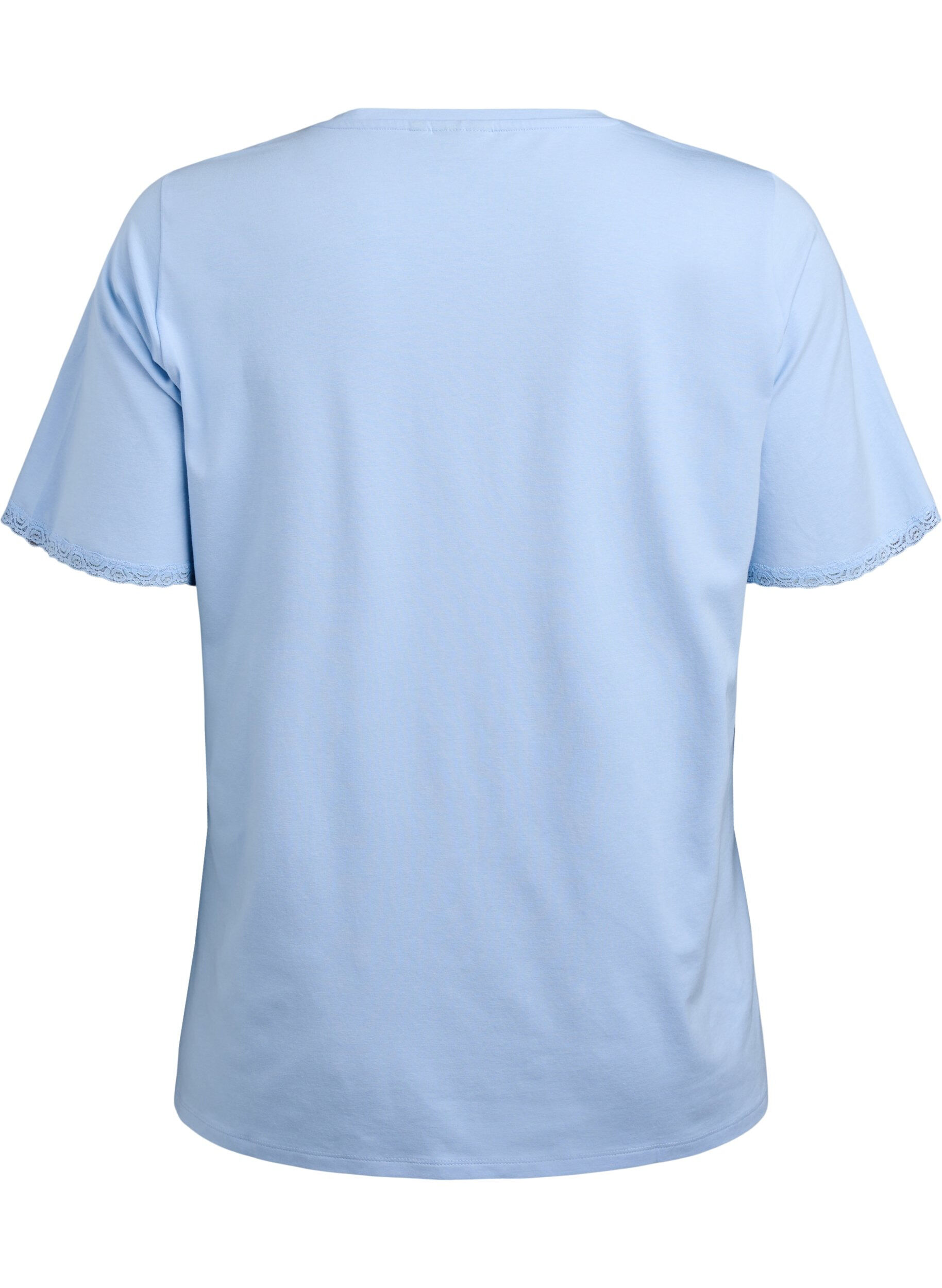 Zizzi T-shirt en m&eacute;lange modal avec un col en V, Bleu Clair, Packshot image number 1