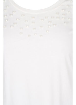 T-shirt en coton avec perles, Warm Off-white, Packshot image number 2