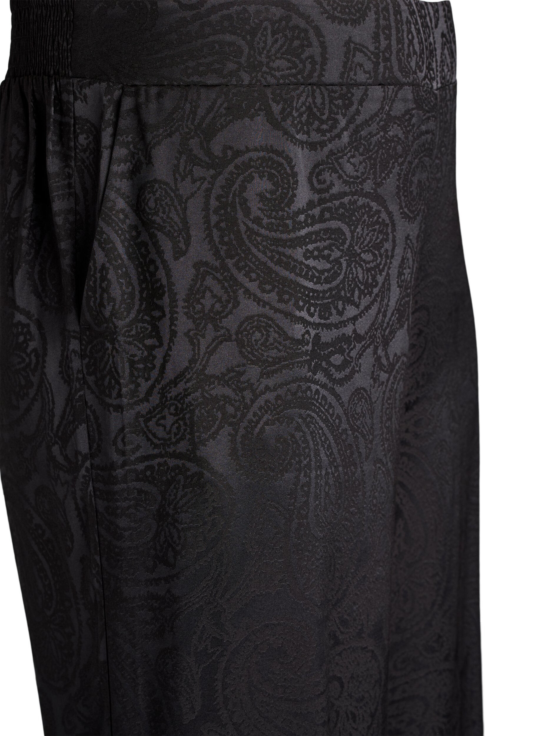 ZizziLosse broek met paisleypatroon en hoge taille, Zwart, Packshot image number 2