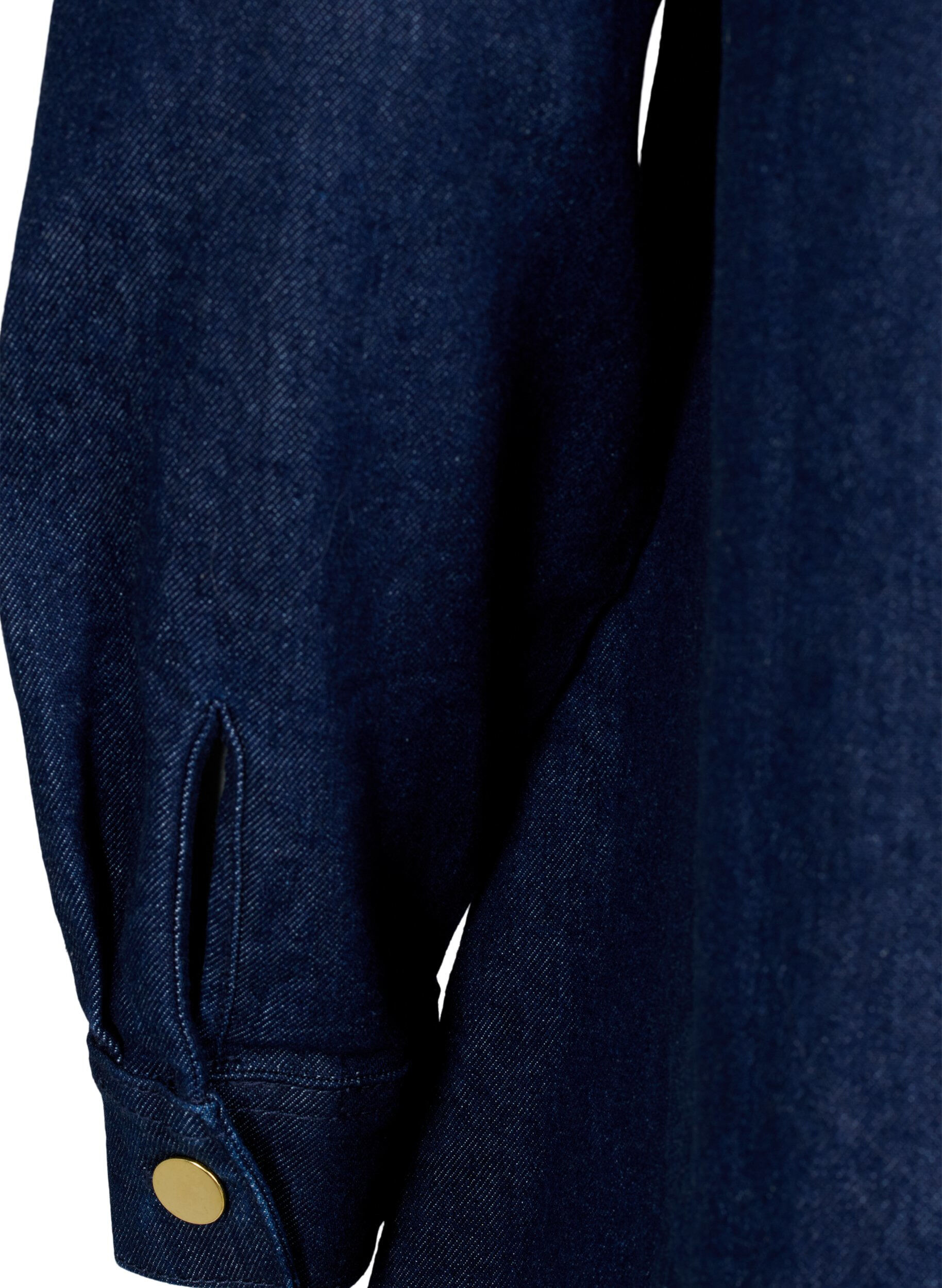 ZizziDenim jurk met A-vorm en knopen, Dark Blue Denim, Packshot image number 3