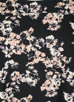 Robe en coton imprimé à manches courtes, Black Dusty Flower , Packshot image number 2