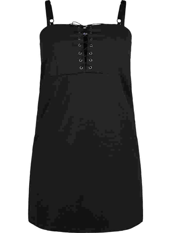 Nauwsluitende jurk met koorddetails, Black, Packshot image number 0