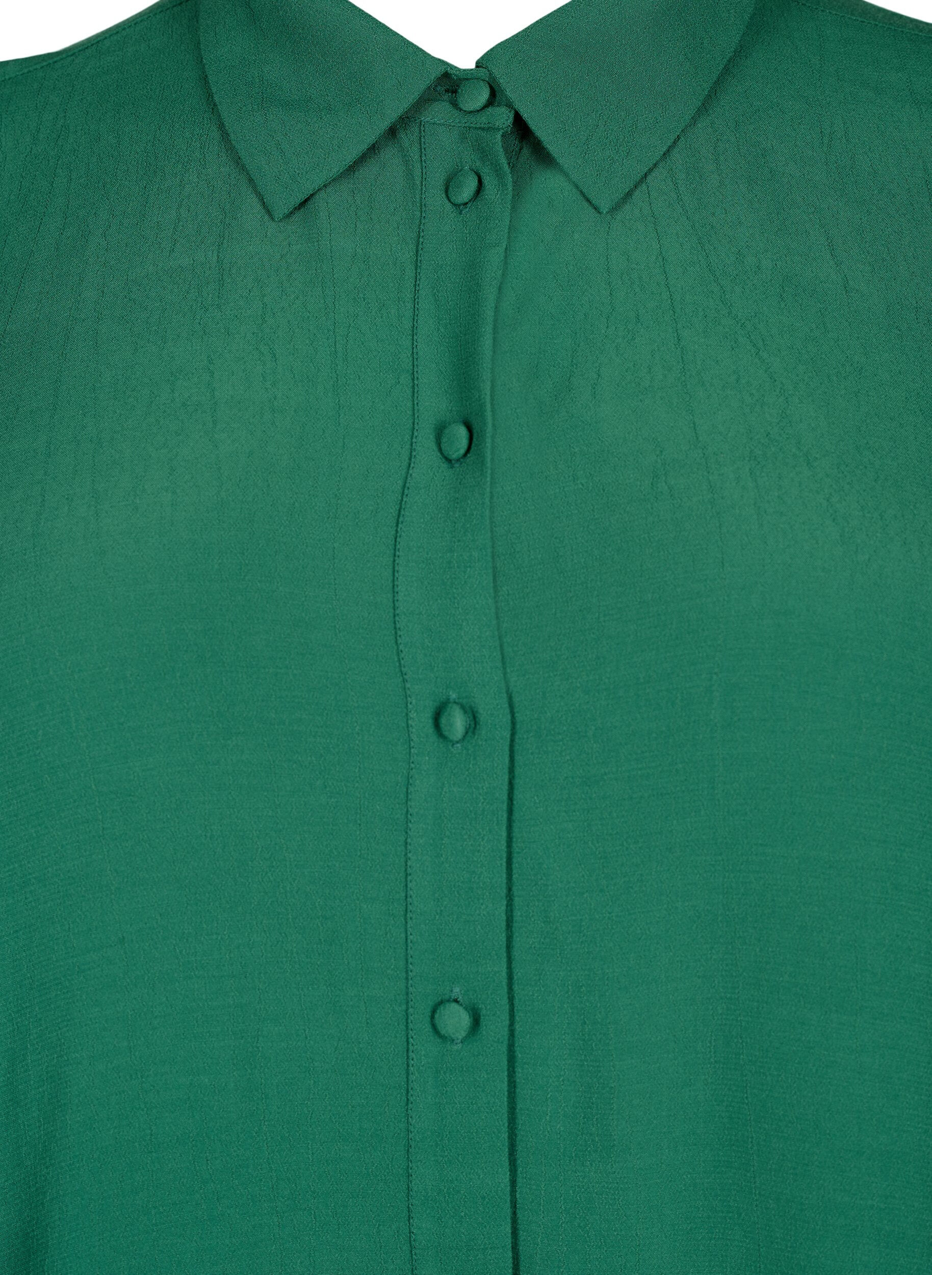 ZizziViscose shirt met 3/4 mouwen en borduurdetails, Hunter Green, Packshot image number 2