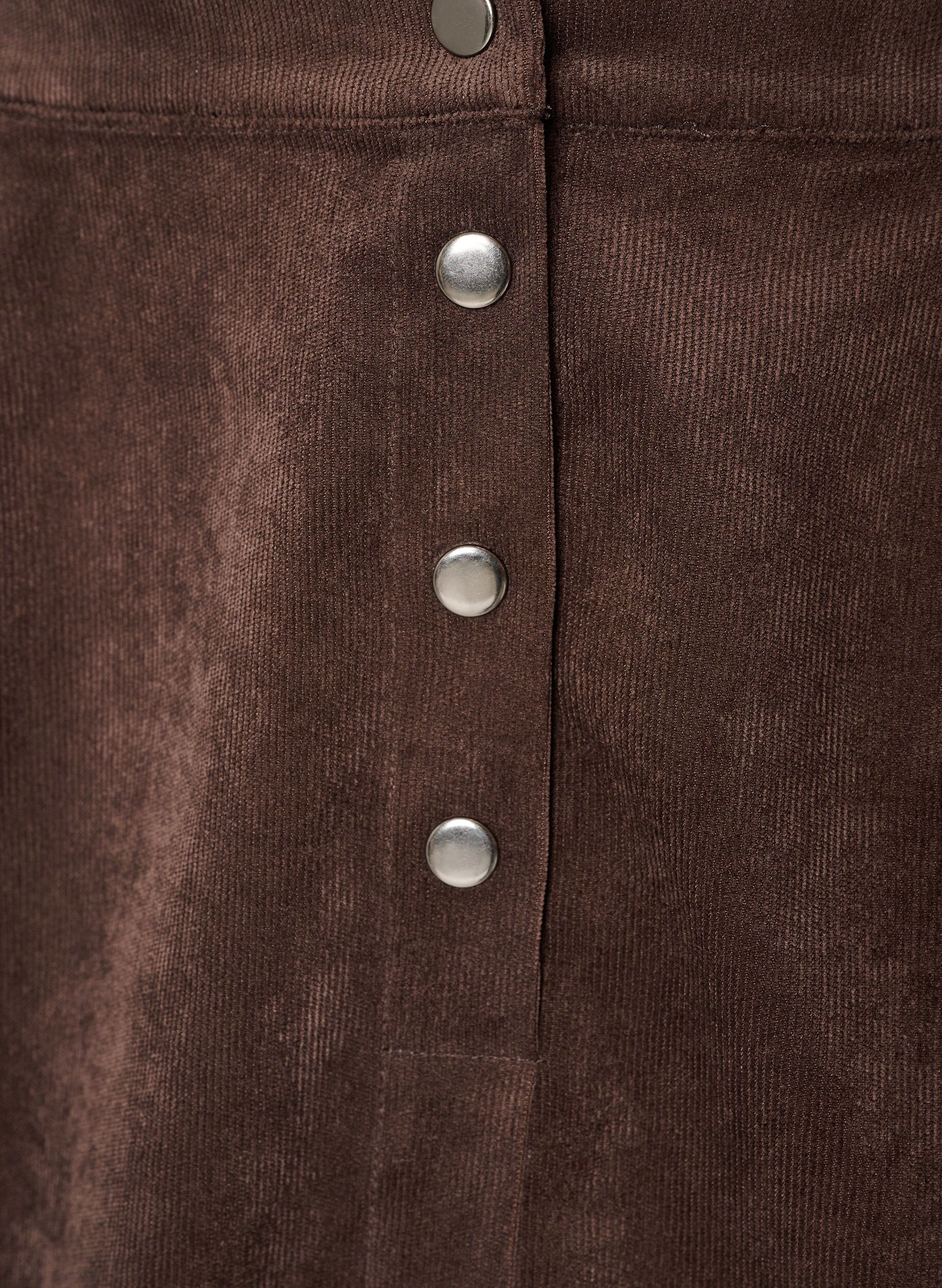 ZizziKorte corduroy rok met drukknopen, Bruin, Packshot image number 2