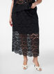 Jupe midi en dentelle avec taille &eacute;lastique, Noir, Model image number 2