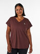 Losvallend trainings-T-shirt met V-hals, Bruin, Model image number 0