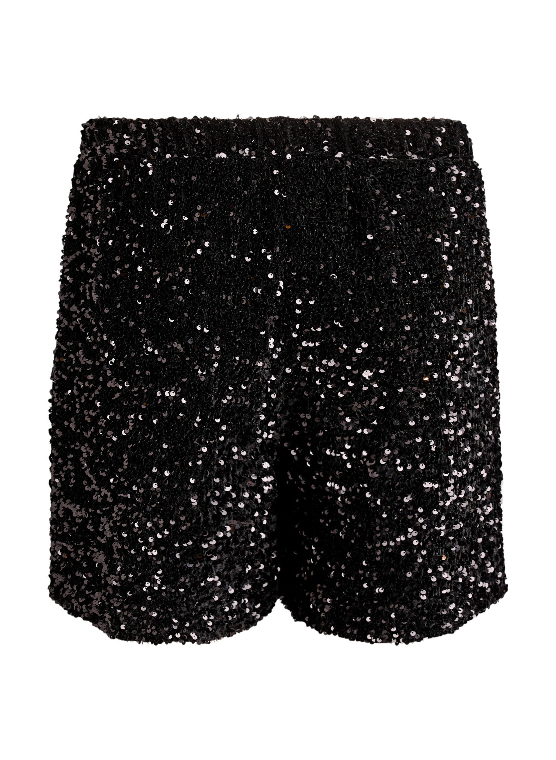 Zizzi Short taille haute &agrave; sequins, Noir, Packshot image number 1
