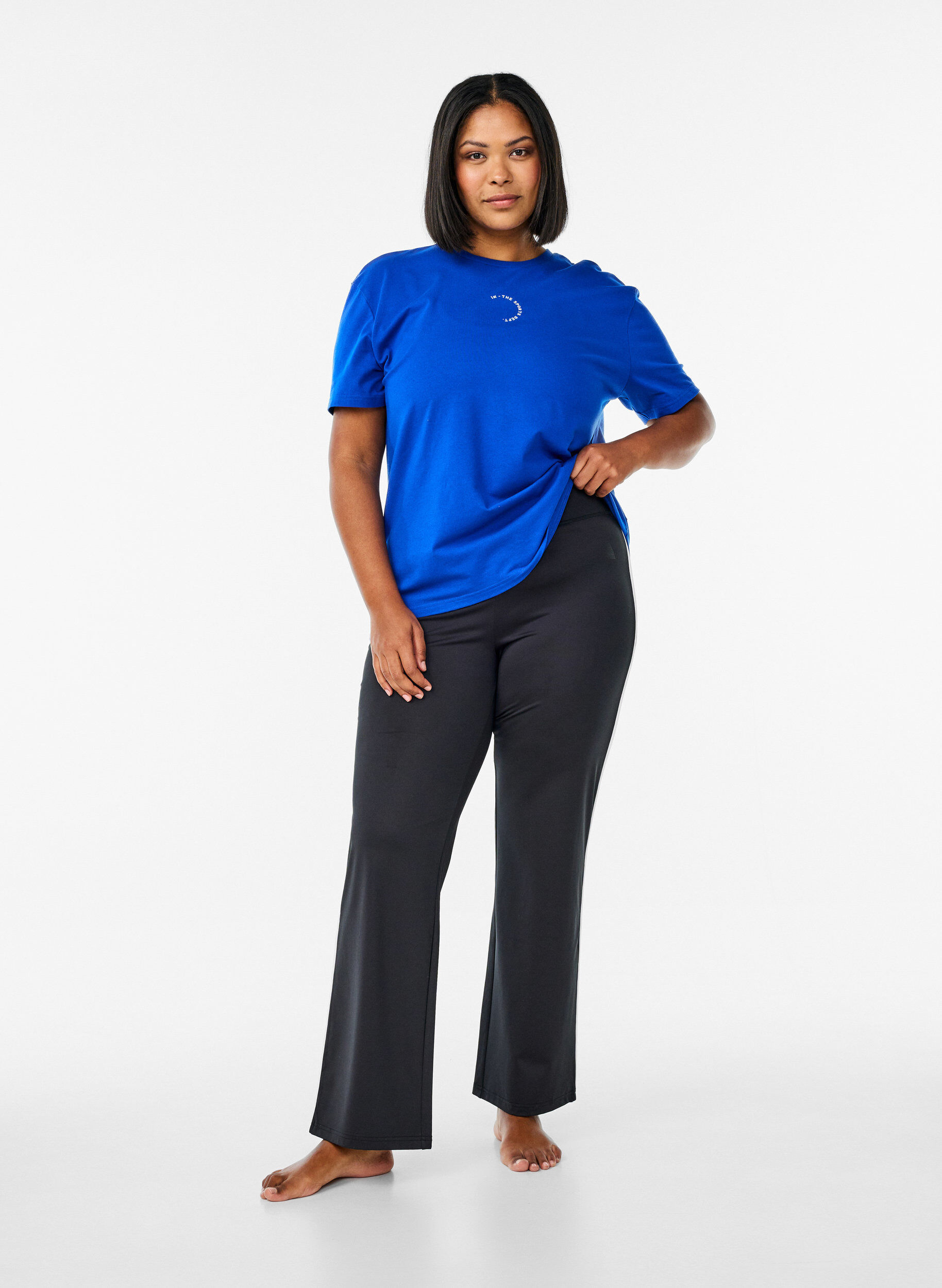 ZizziSportief T-shirt in biologische katoen, Blauw, Model image number 1