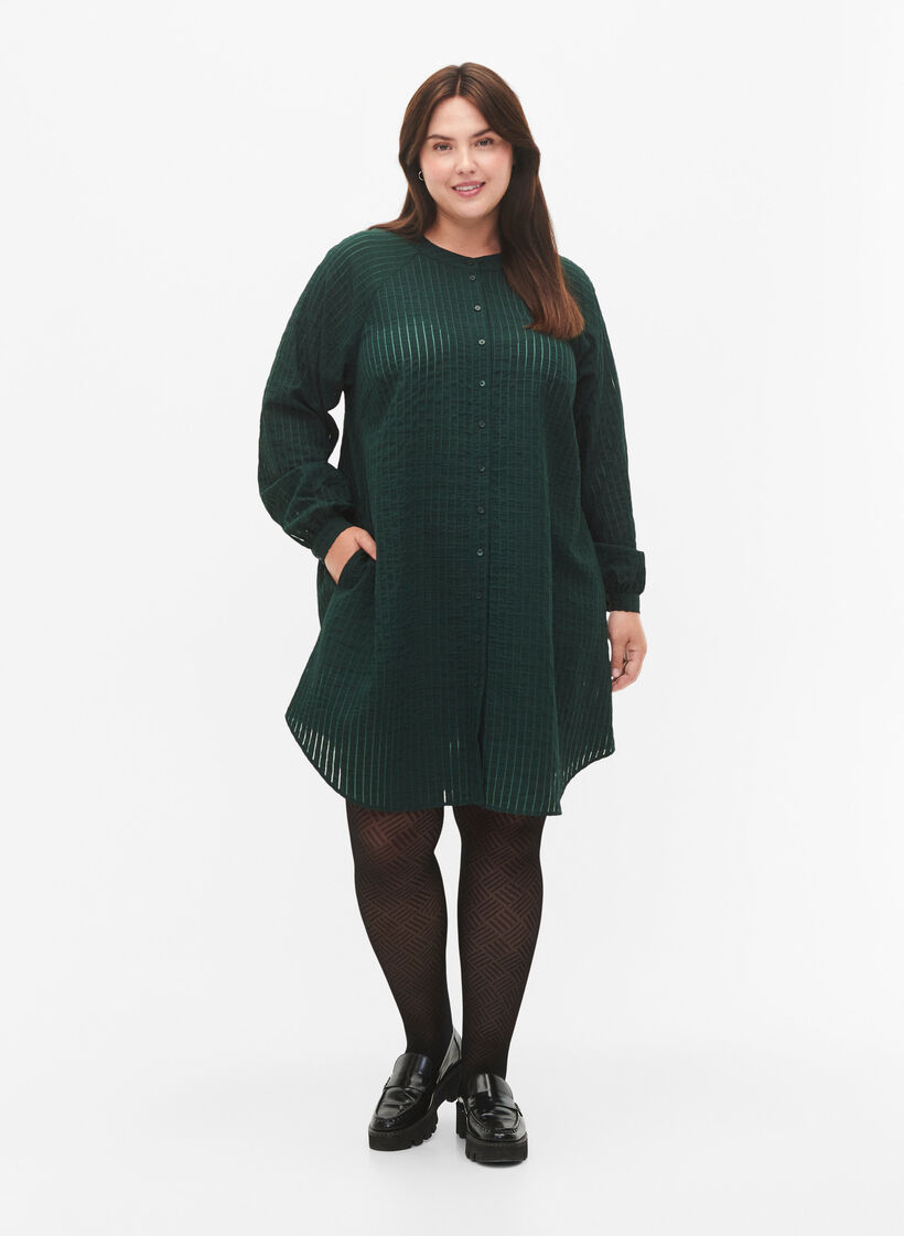 Lange viscose shirt met gestreept patroon, Scarab, Model image number 2