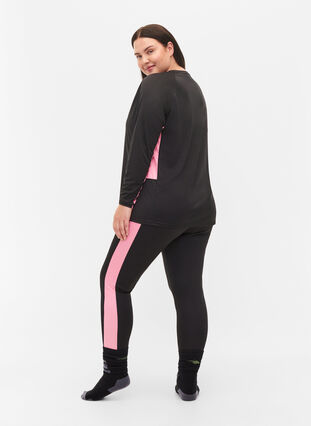 Ski-onderbroek met contrast streep, Black w. Sea Pink, Model image number 1