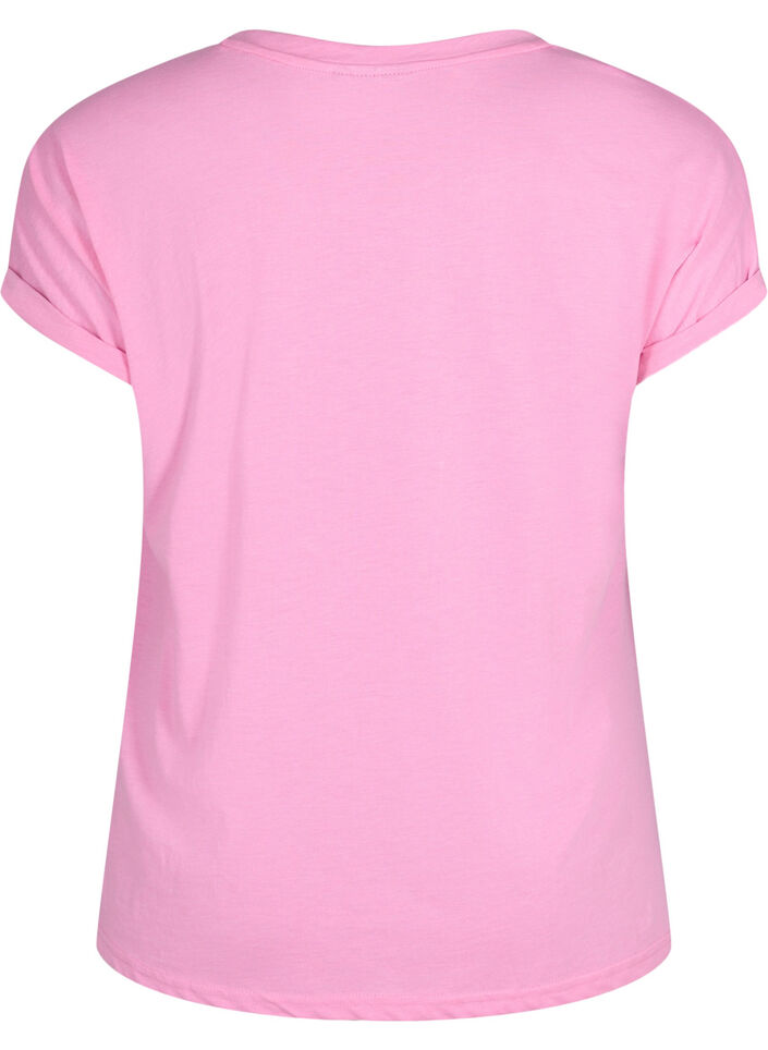 T-shirt à manches courtes en coton mélangé, Rose, Packshot image number 1