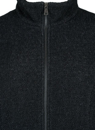 Manteau en bouclette mélangée avec fermeture éclair, Black Mel., Packshot image number 2