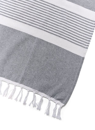 Serviette rayée avec franges, Medium Grey Melange, Packshot image number 2